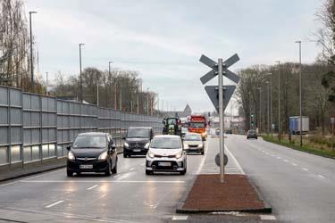 Tæt trafik på Plantagevej i Ribe. 